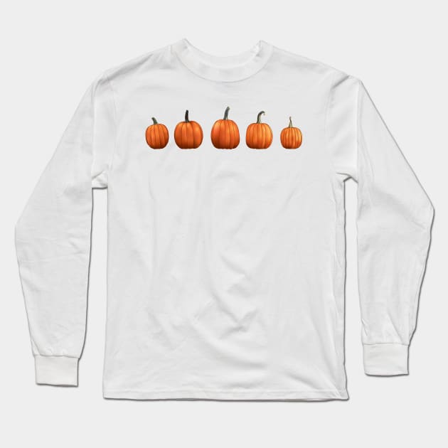 Five Pumpkins (Green) Long Sleeve T-Shirt by ziafrazier